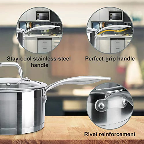 2.5 Quart Stainless Steel Sauce Pan with Lid T65664
