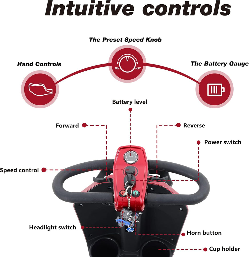 Red 4 Wheel Folding Mobility Scooter I678257