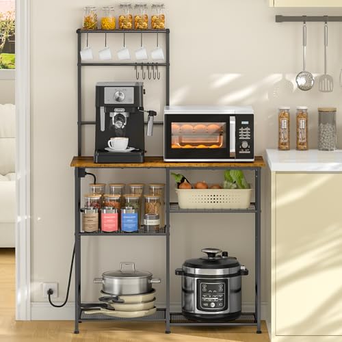 6-Tier Rustic Brown Kitchen Storage Shelf Rack U14756