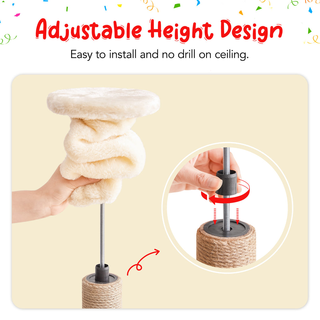 Beige Adjustable Height 7 Tiers Cat Tree with Hammock H683179