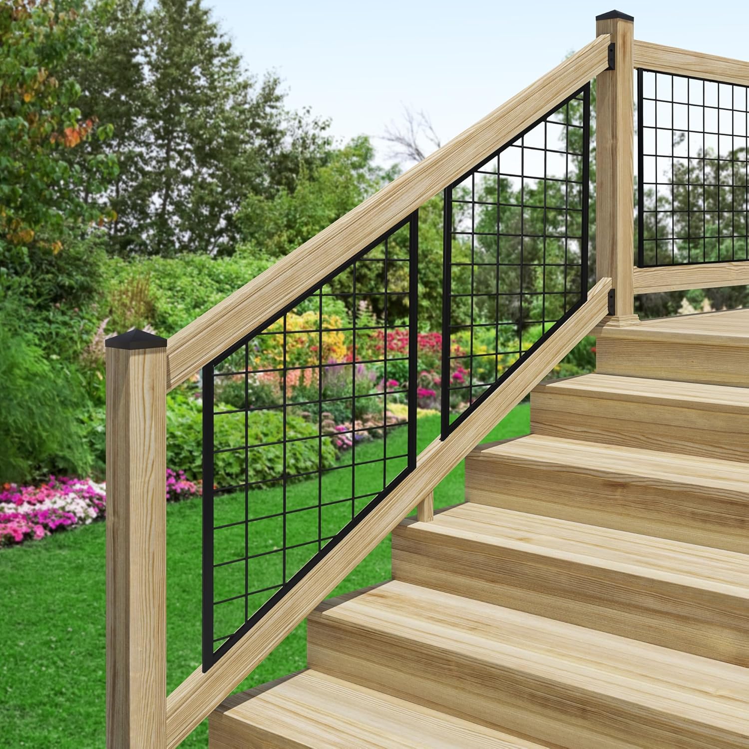 6 ft. Pressure-Treated Pine Stair Rails with Black Brackets G56969