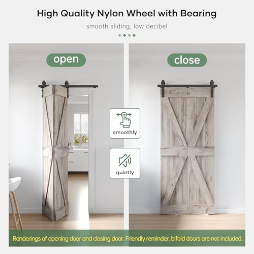 Black J Shape Bifold Sliding Barn Door Hardware Track Kit G98764