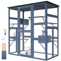 Large Walk in Cat Cage with Waterproof Roof, 5 Platforms, 2 Resting Box, Cat Scratching Post T107