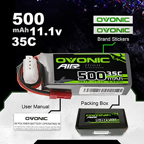 3S 11.1V 500mAh 35C Lipo Battery with JST Connector (2 Packs) W3590
