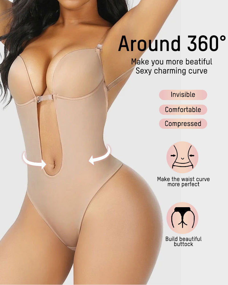 Strapless U Plunge Thong Bodysuit